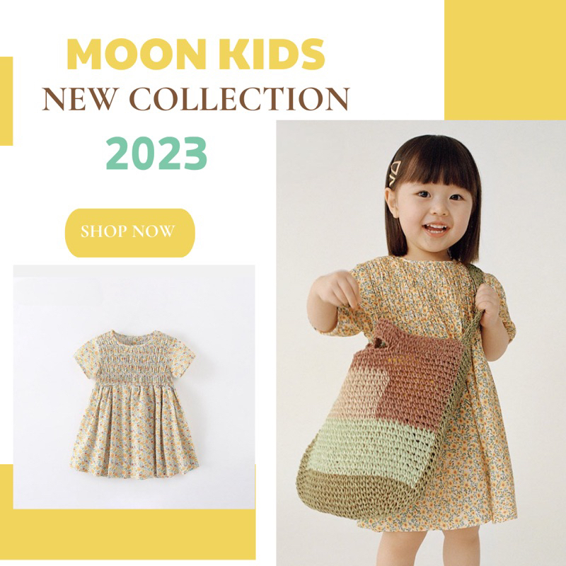 Váy bé gái Moon kids chun ngực hoa nhí V4955