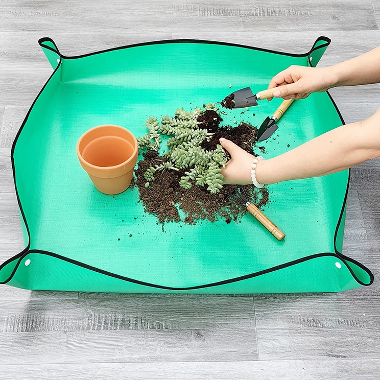 Thảm Lót Làm Vườn Trồng cây Tiện Lợi, Gấp gọn chất liệu PE chống thấm nước dùng trộn đất, trồng cây, Thay Chậu,..