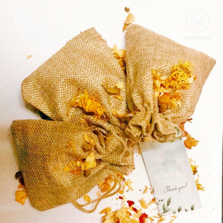 Túi vải bố dây rút đựng quà cưới, cà phê treo ô tô, hoa thơm