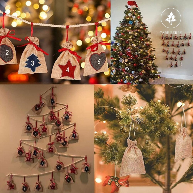 Túi vải bố dây rút đựng quà cưới, cà phê treo ô tô, hoa thơm