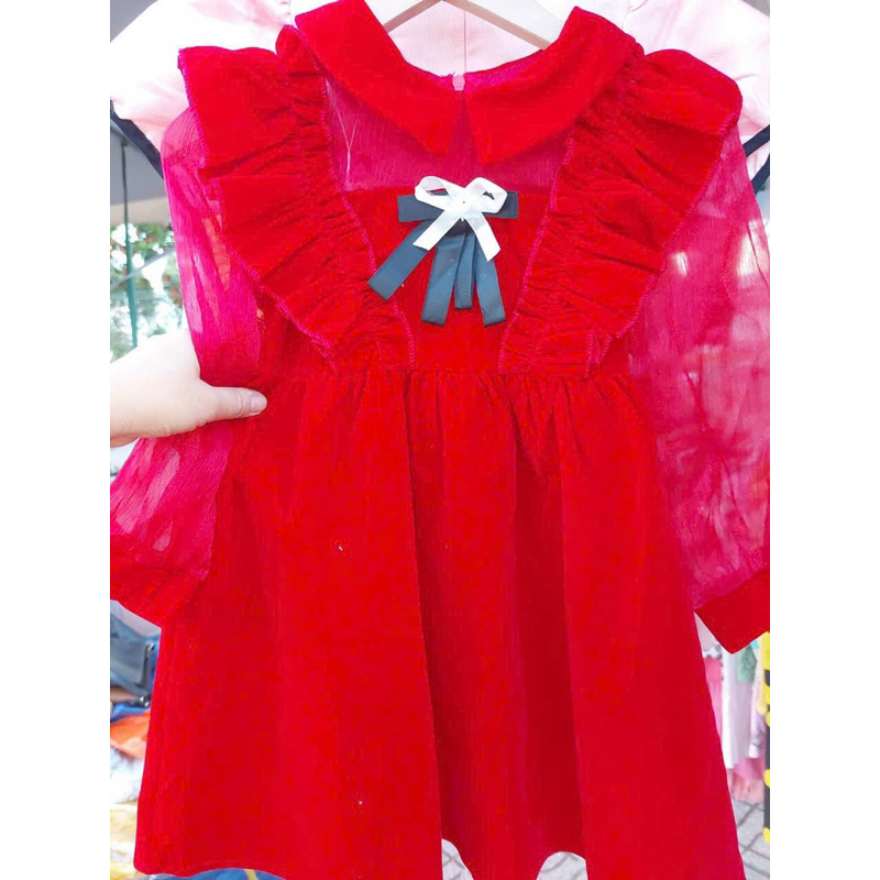 Váy nhung size nhỡ đại bé gái