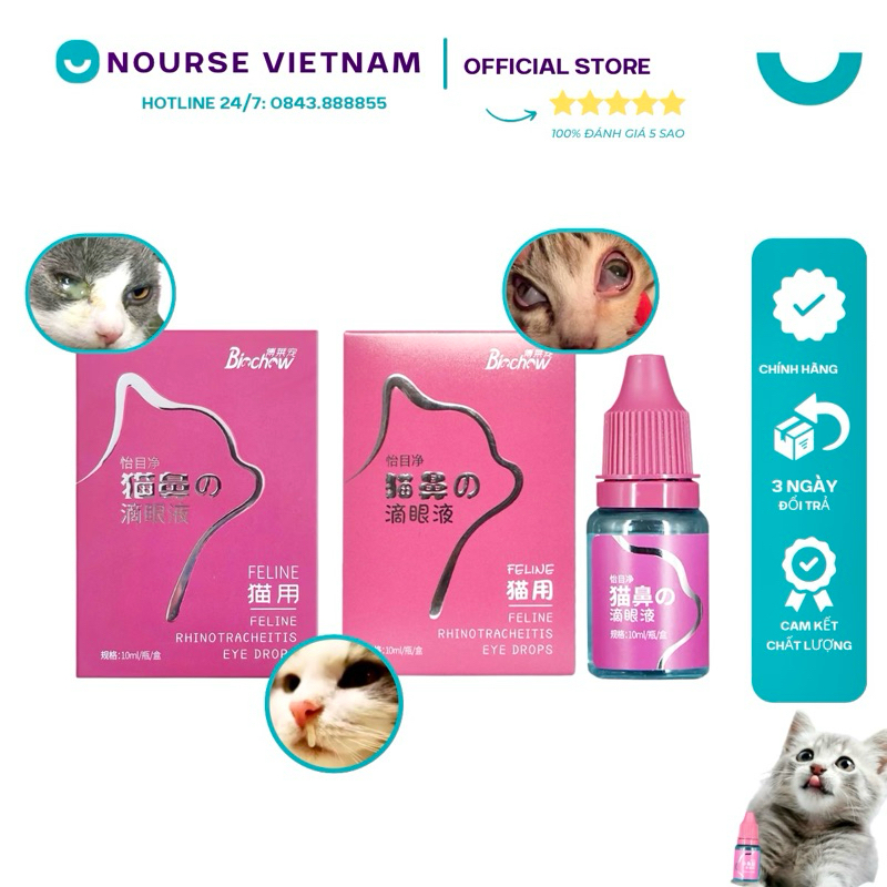 Nhỏ mắt mũi Bioally Feline ngăn ngừa hô hấp herpes viêm mũi và đau mắt ở mèo TB10 (10ml)
