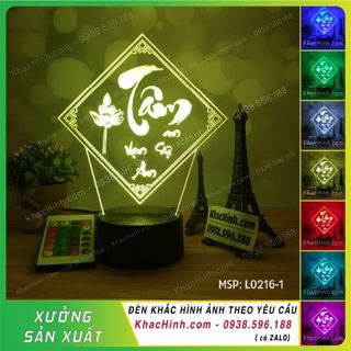 Đèn trang trí Thư Pháp chữ TÂM – Đèn tranh thư pháp chữ Tâm,Tâm An Vạn Sự An, led đổi 16 màu