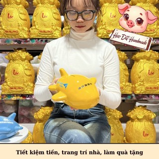 Heo đất Lợn đất Heo đất tiết kiệm dễ thương, Heo Đất Handmade, Máy Bay