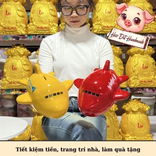 Heo đất Lợn đất Heo đất tiết kiệm dễ thương, Heo Đất Handmade, Máy Bay