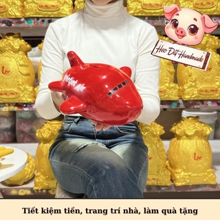 Heo đất Lợn đất Heo đất tiết kiệm dễ thương, Heo Đất Handmade, Máy Bay