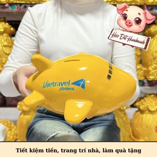 Heo đất Lợn đất Heo đất tiết kiệm dễ thương, Heo Đất Handmade, Máy Bay