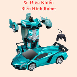 Ô tô điều khiển từ xa xe điều khiển từ xa màu xanh ngọc biến hình robot chất liệu cao cấp thiết kế siêu đẹp