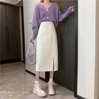 Chân Váy Cạp Cao Xẻ Tà  Bên , kiểu dáng Sang Trọng.