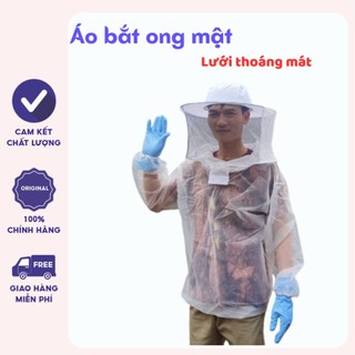 Áo bắt ong mật liền mũ lưới thoáng mát - quần áo bảo hộ bắt ong - áo thăm ong mật