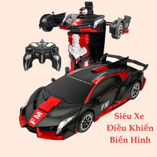 Ô tô điều khiển từ xa xe điều khiển từ xa màu đỏ đen biến hình robot chất liệu cao cấp thiết kế siêu đẹp