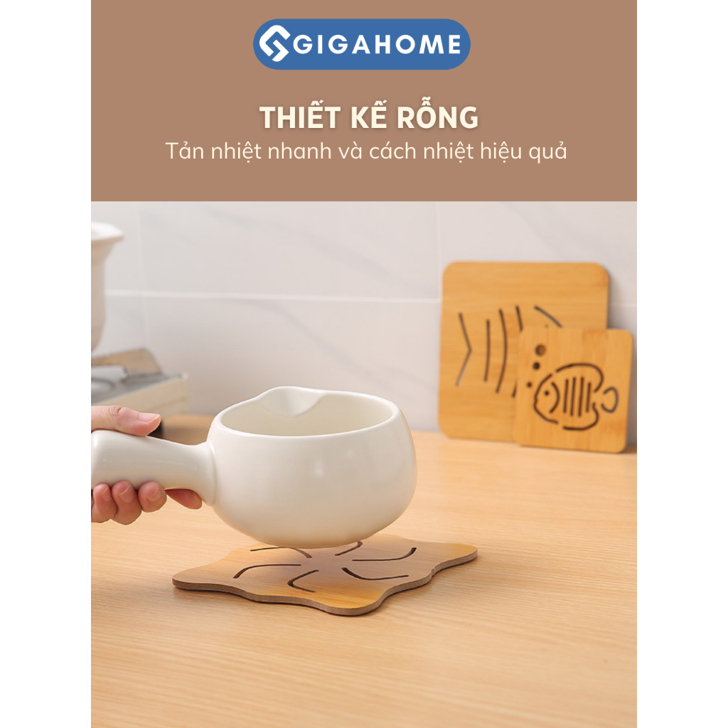 Đế Gỗ Chống Nhiệt GIGAHOMEVN Cho Nồi Xoong, Chén Bát - Hình Dễ Thương Độc Đáo 5723