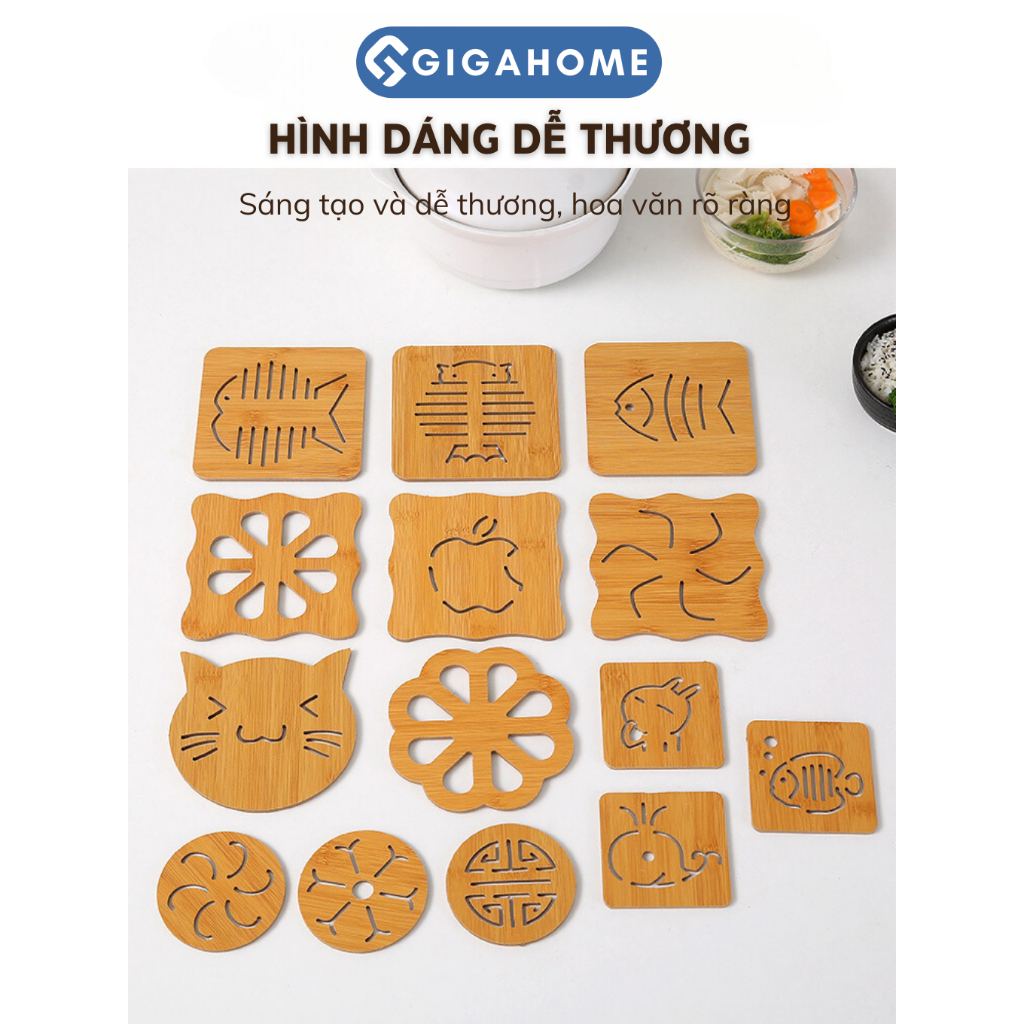 Đế Gỗ Chống Nhiệt GIGAHOMEVN Cho Nồi Xoong, Chén Bát - Hình Dễ Thương Độc Đáo 5723