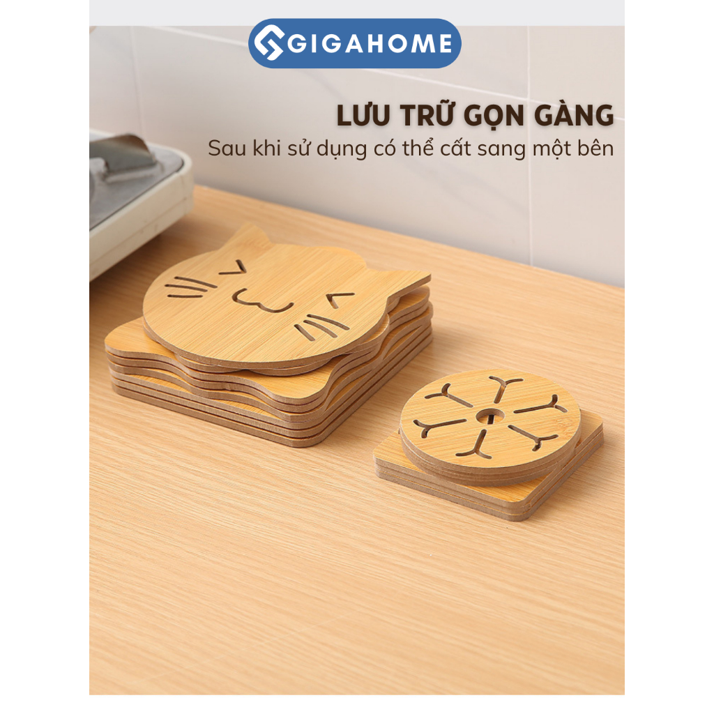 Đế Gỗ Chống Nhiệt GIGAHOMEVN Cho Nồi Xoong, Chén Bát - Hình Dễ Thương Độc Đáo 5723