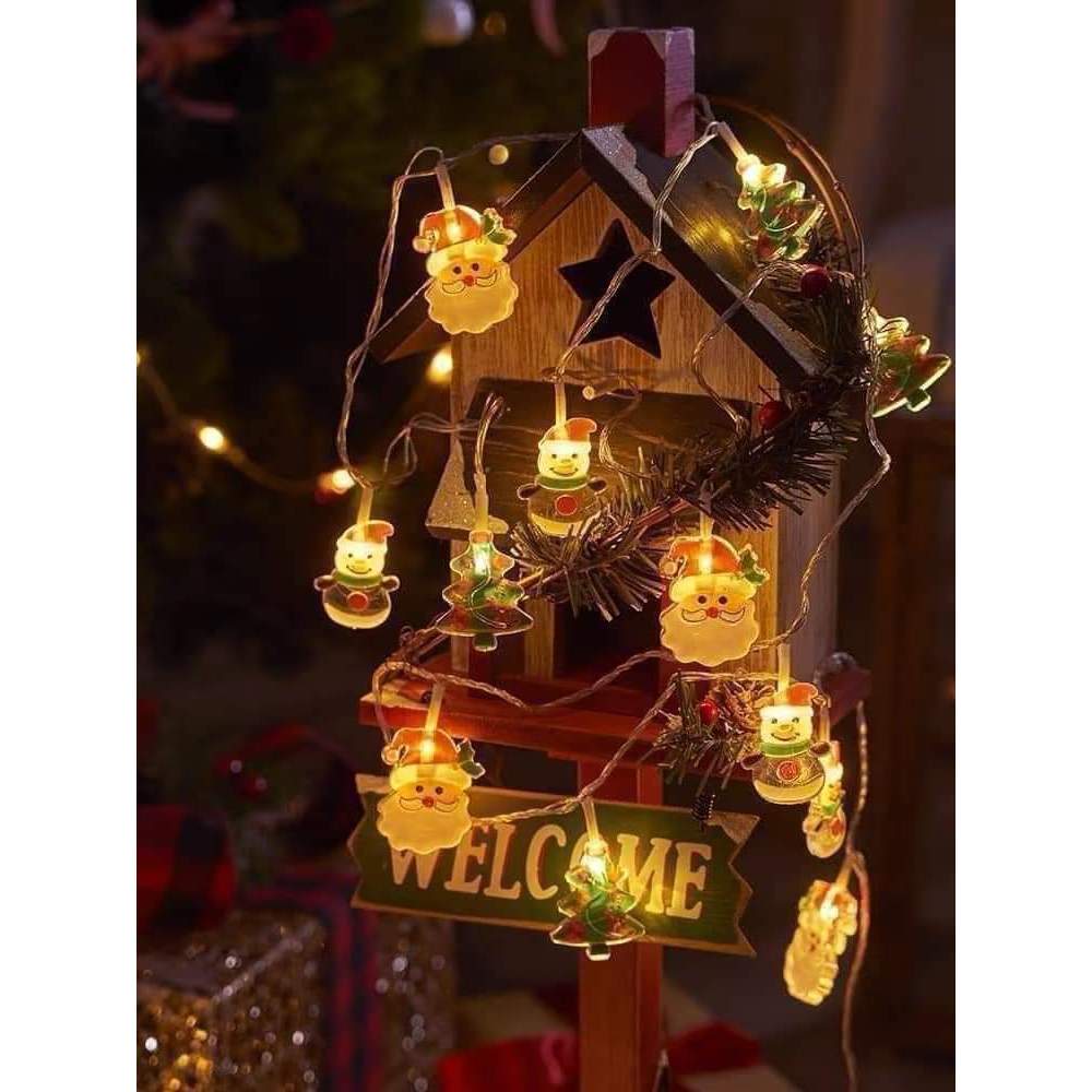 Dây đèn LED 20 bóng họa tiết ông già Noel/người tuyết xinh xắn