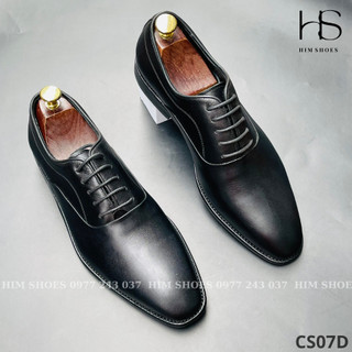 Giày da nam OXFORDS da bò cao cấp HIM Shoes ,đế phíp gỗ sang trọng - Mã CS07