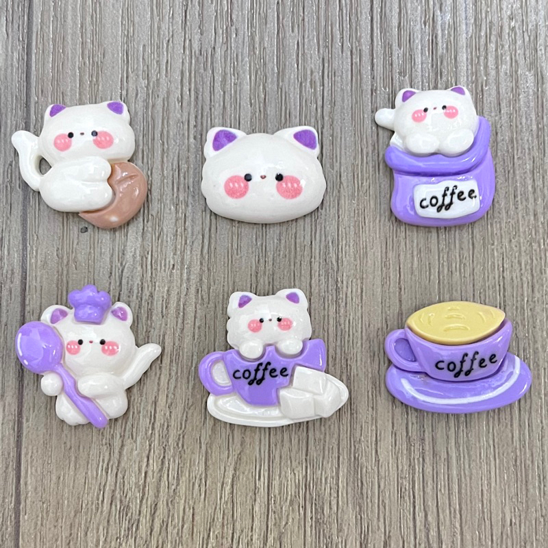 STICKER / JIBITZ / CHARM MÈO CAFE TRANG TRÍ DÉP SỤC, DÉP CROCS