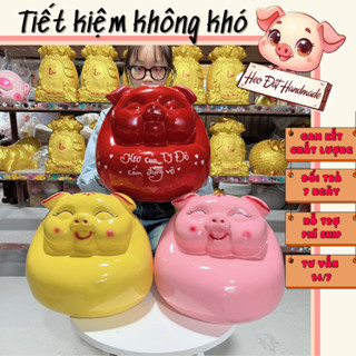  Heo đất Lợn đất Heo đất tiết kiệm dễ thương Heo Đất Handmade Bụng Phệ size To   GHI CHỮ INBOX SHOP Ạ   