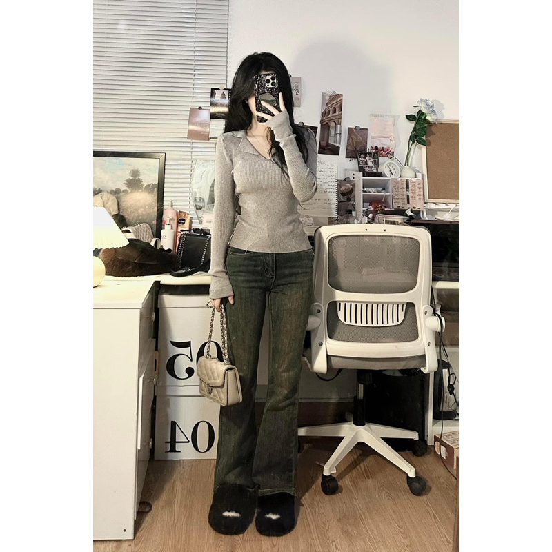 Áo len cổ bẻ ôm boday