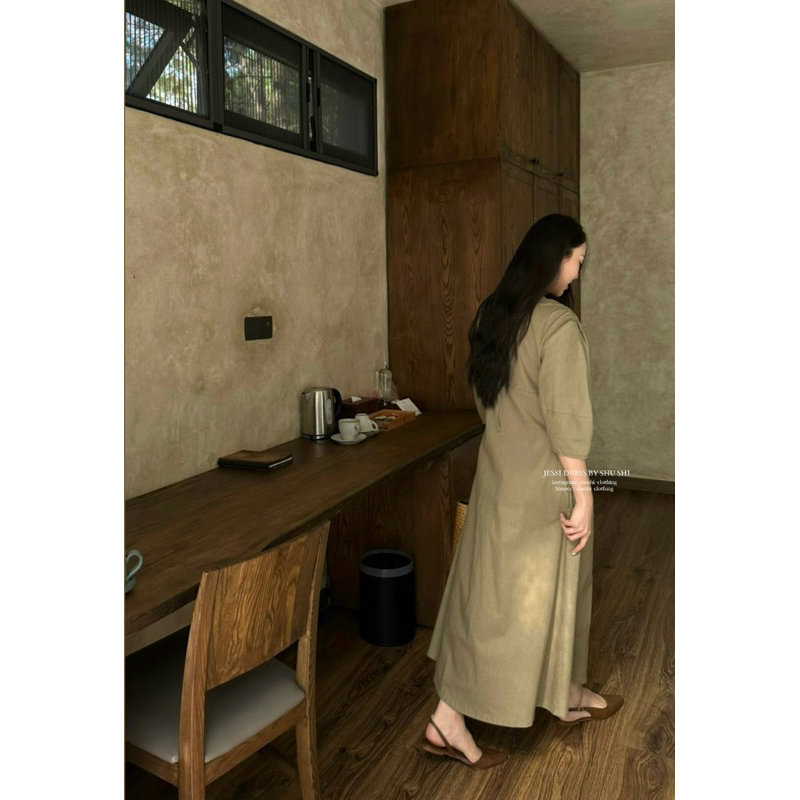 𝐉𝐞𝐬𝐬𝐢 𝐃𝐫𝐞𝐬𝐬 - Đầm Xuông Tay Bồng Linen