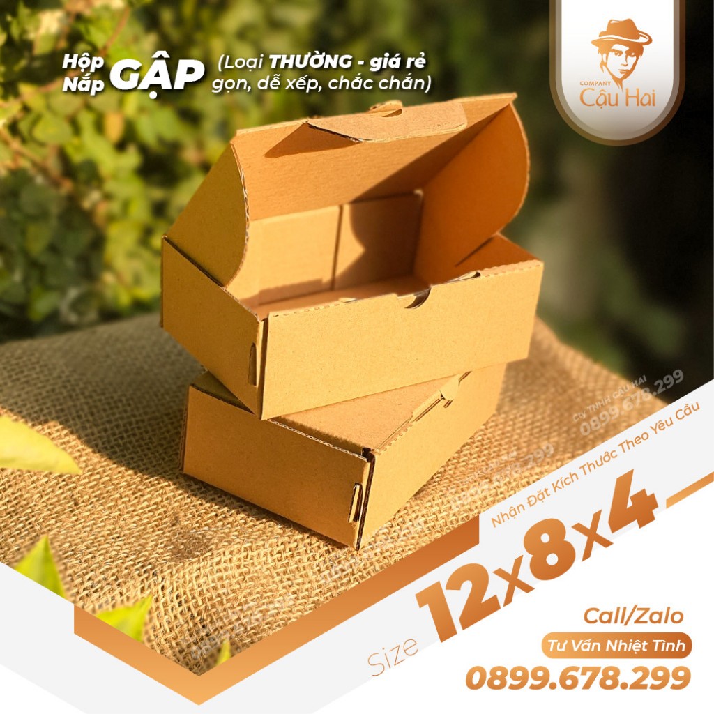 Hộp carton nắp GẬP 12x8x4