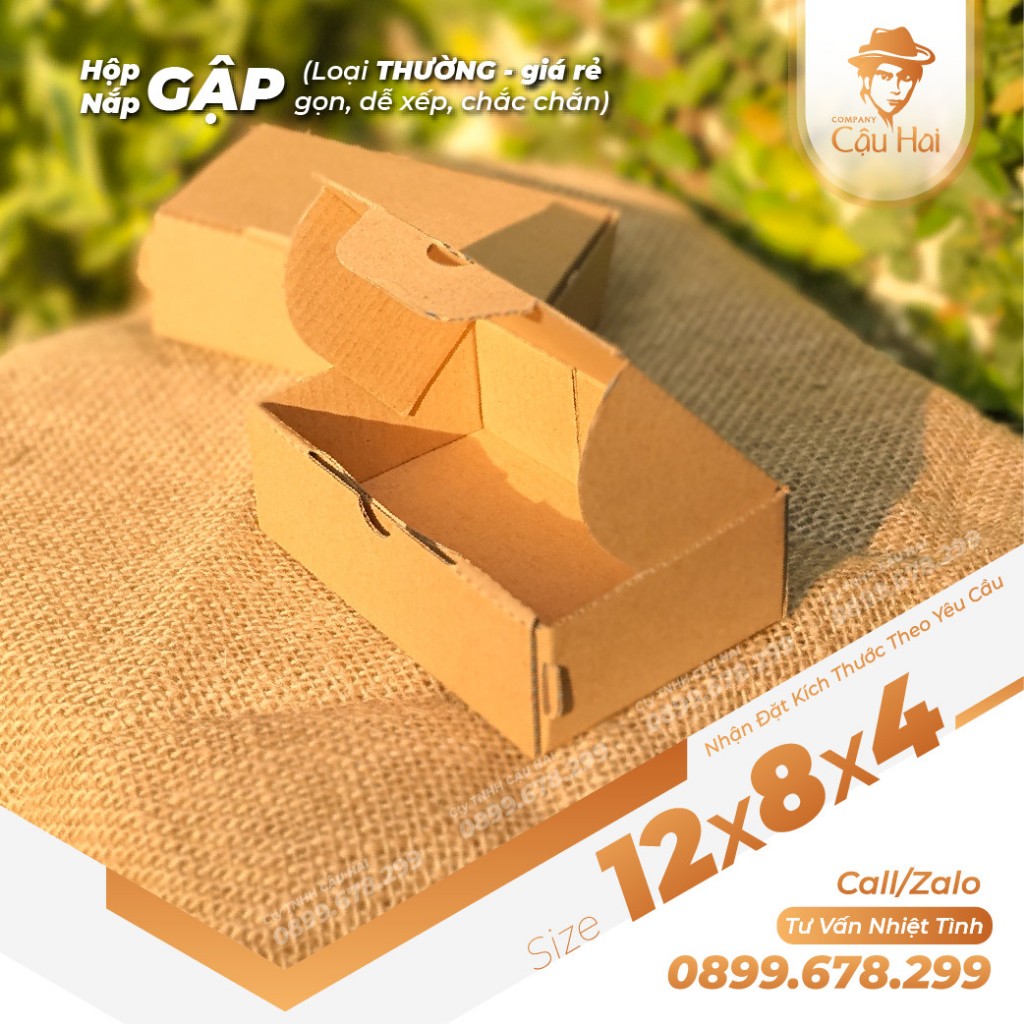 Hộp carton nắp GẬP 12x8x4