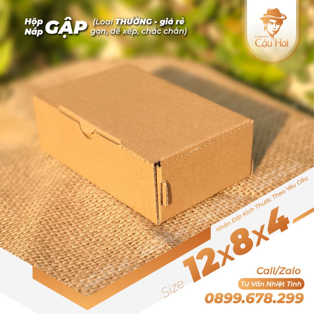 Hộp carton nắp GẬP 12x8x4