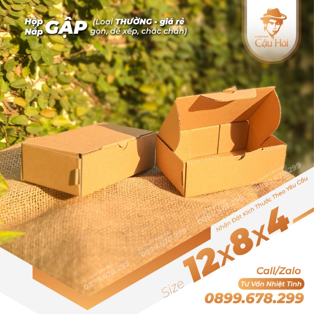 Set 20 Hộp carton nắp GẬP 12x8x4