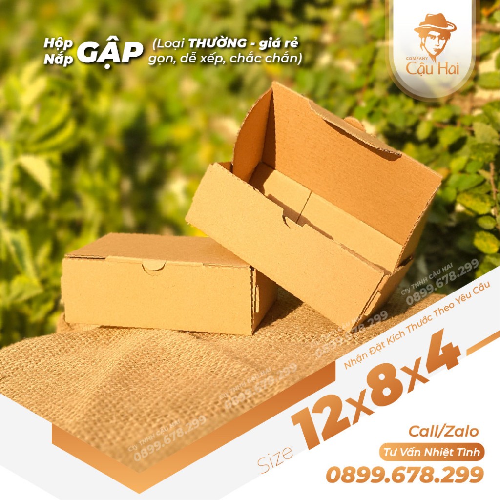 Hộp carton nắp GẬP 12x8x4