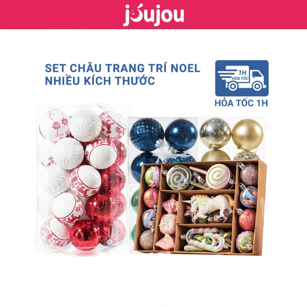 Set quả châu Noel và đồ trang trí Giáng sinh Jujou đa dạng mẫu mã, họa tiết tinh tế bắt mắt chất lượng cao cấp an toàn