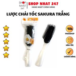 [Hỏa Tốc HN] Lược chải tóc Sakura màu trắng Nội địa Nhật Bản