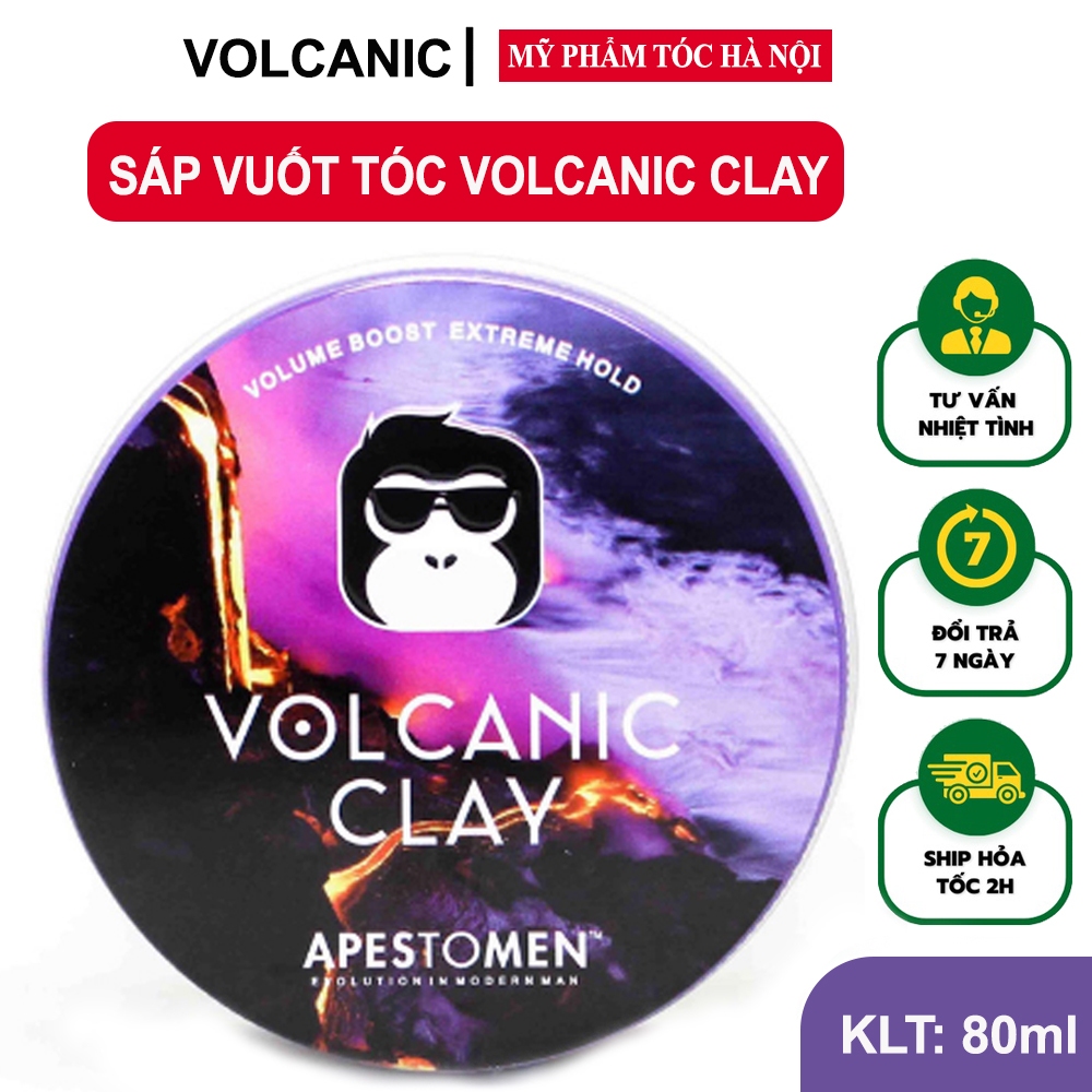 Sáp Vuốt Tóc Nam, Sáp Volcanic Clay 80g, giữ nếp 24h vượt trội cho nam bất chấp mũ bảo Hiểm