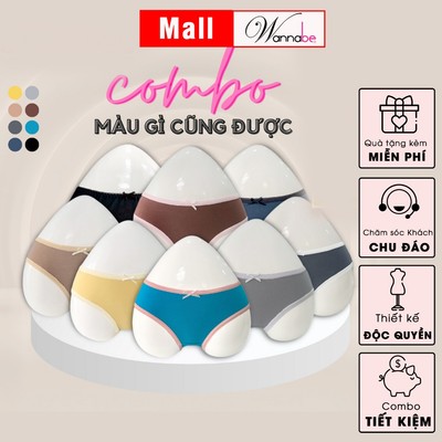 Combo quần lót nữ thun cotton WANNABE quần chíp đơn giản thoáng mát dễ mặc giá cực yêu QLC02