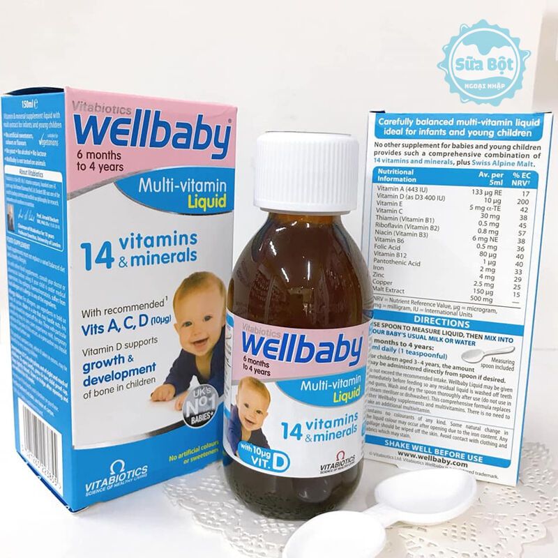 Vitamin tổng hợp cho bé Wellbaby Multi – của Anh Quốc cho từ trẻ  6 tháng - 4 tuổi.
