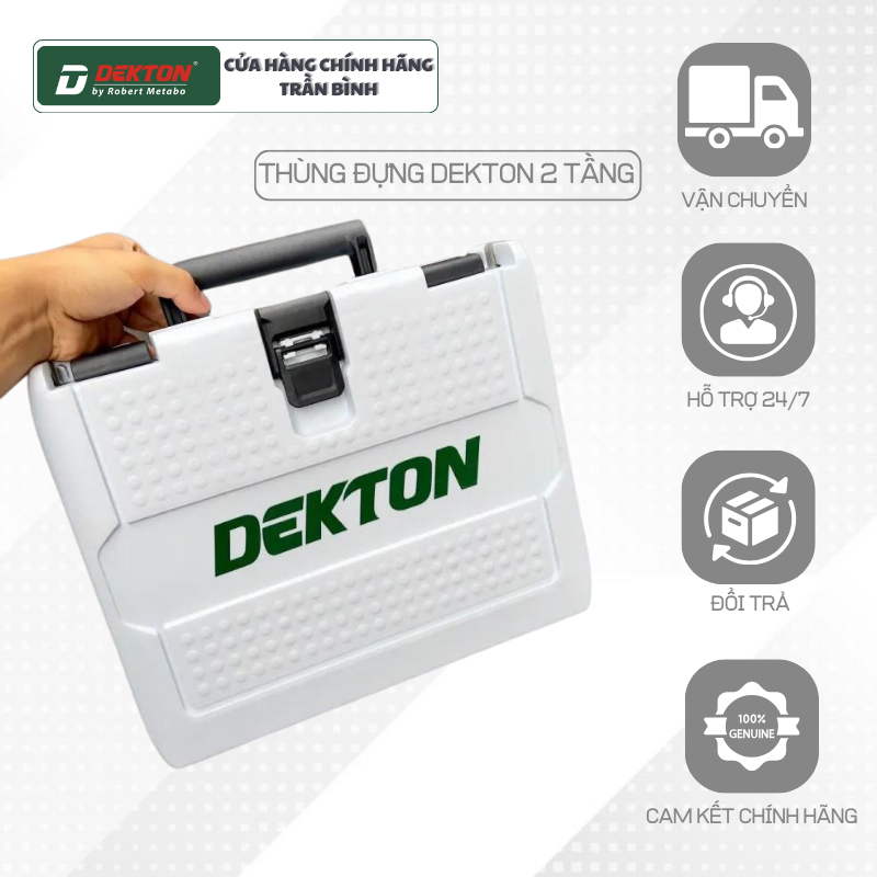 Thùng Đựng Dụng Cụ DEKTON DK-IJC01- Thùng Đựng Máy Khoan - Đựng Máy Bu Lông - Đựng Ốc Vít 2 Tầng - Nhựa ABS Chắc Chắn