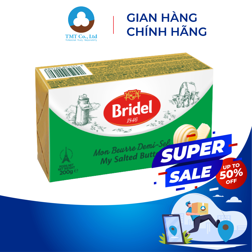 Bơ mặn Bridel 80% béo hộp 200gram