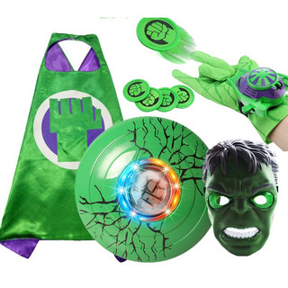 Phụ kiện người khổng lồ Hulk / Đồ chơi trẻ em/ Áo choàng, găng tay bắn đĩa, mặt nạ phát sáng, gậy âm thanh ánh sáng