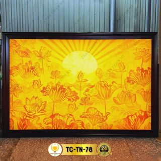  Đèn Hào Quang Trúc Chỉ In Ngang Hoa Sen Trang Trí Phòng Thờ Bàn Thờ Treo Tường TC-TN-78 