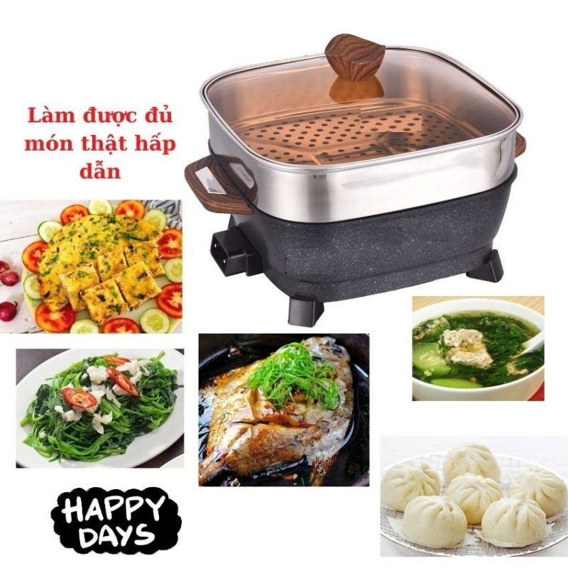 Nồi Lẩu Điện Đa Năng Orkin Thái Lan Tặng Kèm Xửng Hấp Siêu to Bảo Hành 12 Tháng Nấu được các món như Lẩu Chiên Xào Hấp