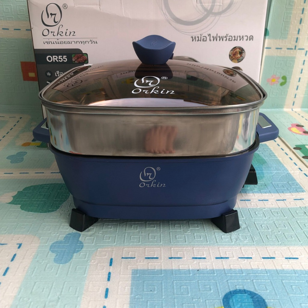 Nồi Lẩu Điện Đa Năng Orkin Thái Lan Tặng Kèm Xửng Hấp Siêu to Bảo Hành 12 Tháng Nấu được các món như Lẩu Chiên Xào Hấp