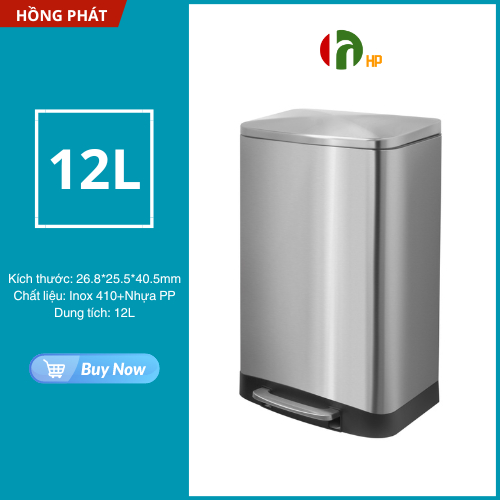 Thùng rác trong nhà 12L VHP-JL-S82-12L có nắp hạ chậm, bền đẹp, sang trọng