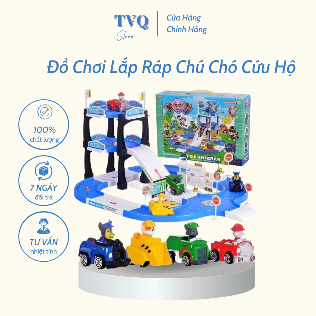 Bộ Đồ Chơi Lắp Ráp Mô Hình Cầu Trượt Biệt Đội 4 Chú Chó Cứu Hộ Cho Bé Vui