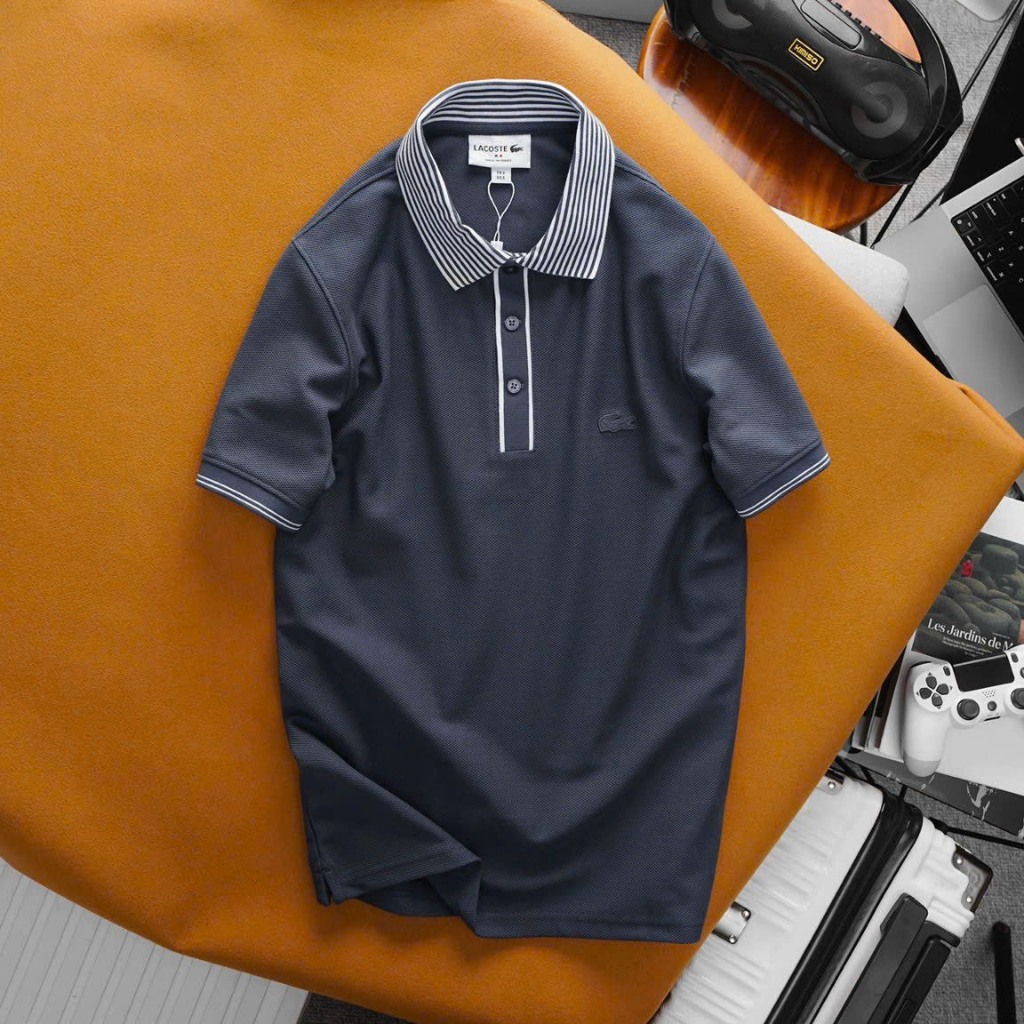 Áo Polo Nam Lacoste học tiết sọc viền quanh cổ áo độc đáo hàng VN xuất khẩu chuẩn đẹp