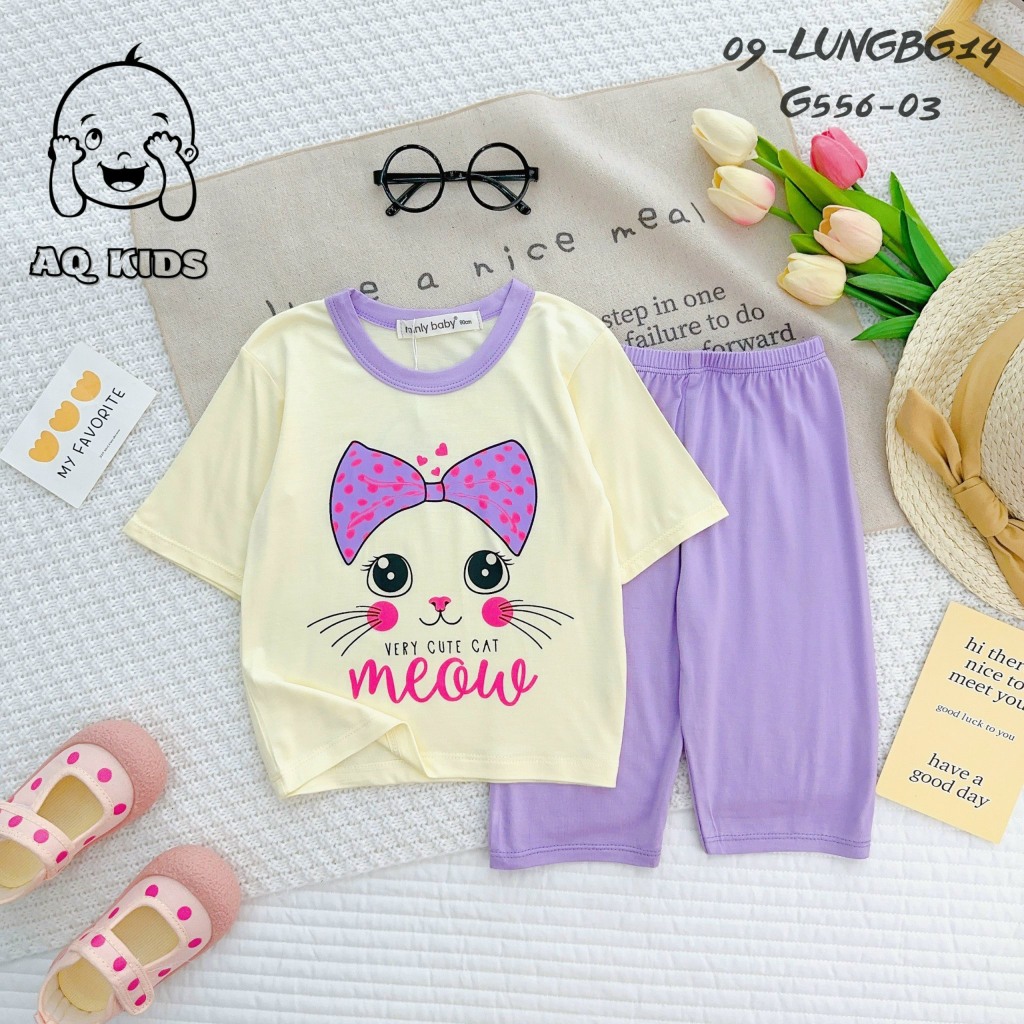 Đồ Bộ Bé Gái, Bộ Thun Lạnh Minlybaby Bé Gái Quần Lửng áo Tay Lỡ Thoáng Mát, Thấm Hút Tốt Unibaby Size 7kg-30kg