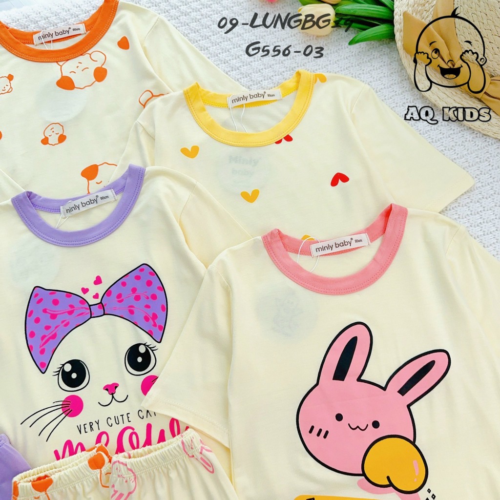 Đồ Bộ Bé Gái, Bộ Thun Lạnh Minlybaby Bé Gái Quần Lửng áo Tay Lỡ Thoáng Mát, Thấm Hút Tốt Unibaby Size 7kg-30kg