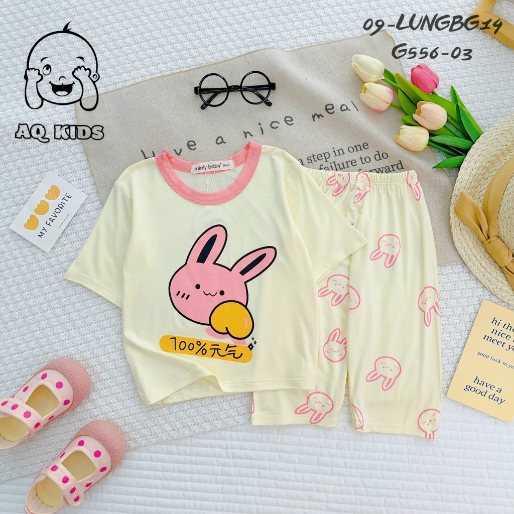 Đồ Bộ Bé Gái, Bộ Thun Lạnh Minlybaby Bé Gái Quần Lửng áo Tay Lỡ Thoáng Mát, Thấm Hút Tốt Unibaby Size 7kg-30kg