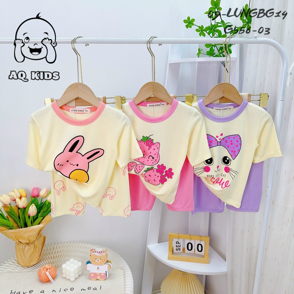 Đồ Bộ Bé Gái, Bộ Thun Lạnh Minlybaby Bé Gái Quần Lửng áo Tay Lỡ Thoáng Mát, Thấm Hút Tốt Unibaby Size 7kg-30kg