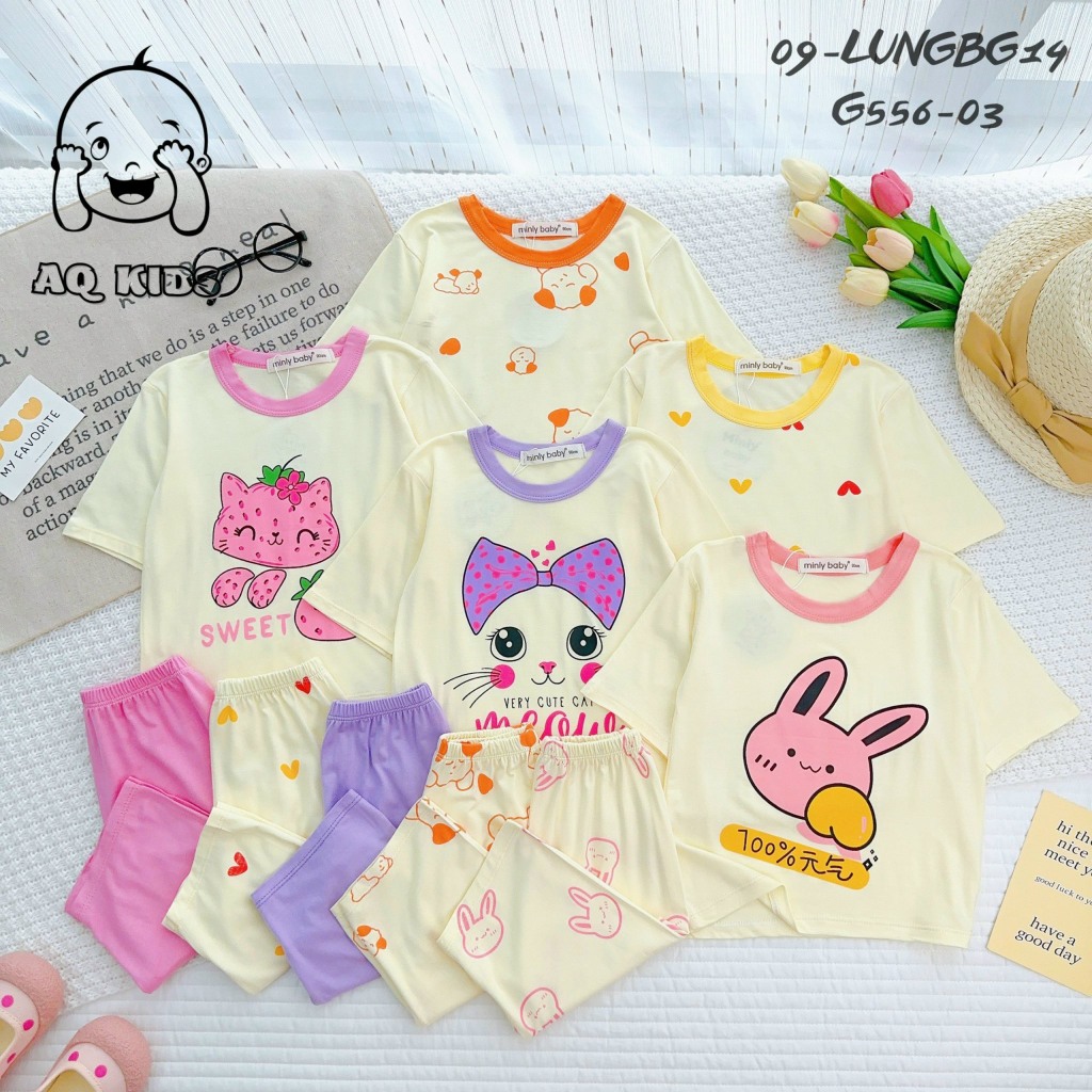 Đồ Bộ Bé Gái, Bộ Thun Lạnh Minlybaby Bé Gái Quần Lửng áo Tay Lỡ Thoáng Mát, Thấm Hút Tốt Unibaby Size 7kg-30kg