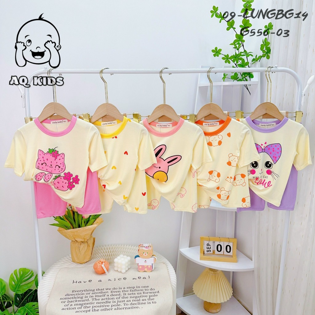 Đồ Bộ Bé Gái, Bộ Thun Lạnh Minlybaby Bé Gái Quần Lửng áo Tay Lỡ Thoáng Mát, Thấm Hút Tốt Unibaby Size 7kg-30kg