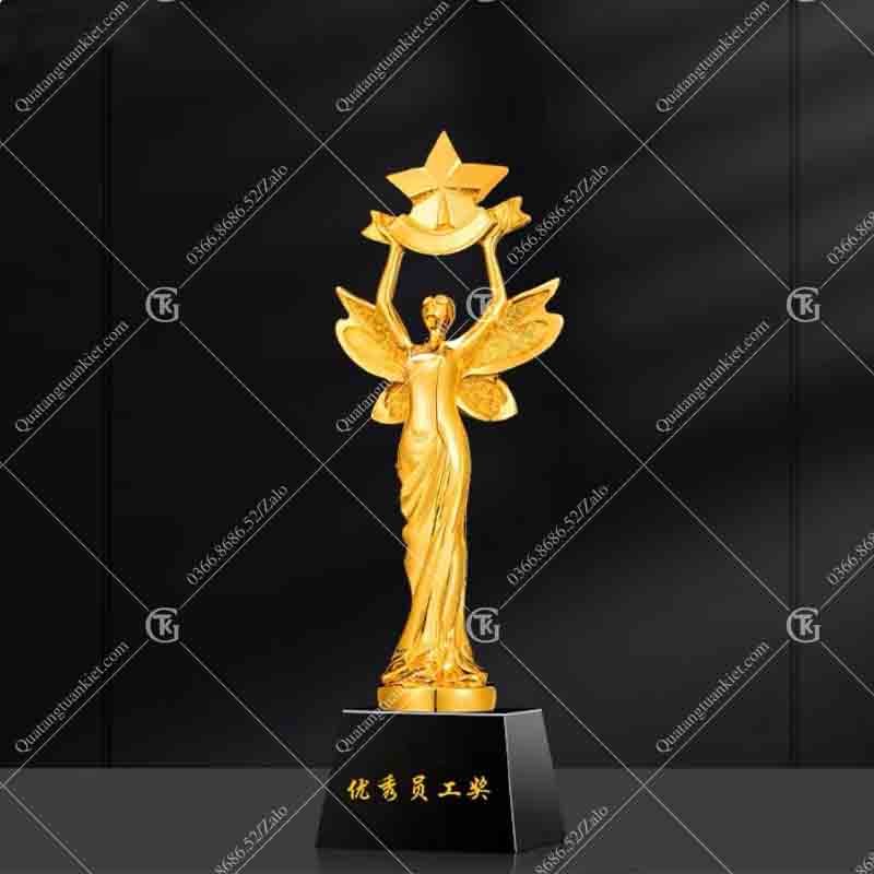 Cúp pha lê - Composite thiên thần nâng sao mạ vàng